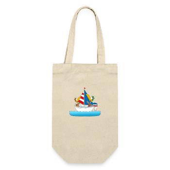 SEGELN - BOOT - SCHIFF - ENTEN - KAPITÄN - MEER - Geschenkbeutel für Flaschen - Natur - Vorne