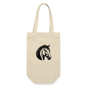 Pferd Pferdekopf Pony - Geschenkbeutel für Flaschen - Natur - Vorne