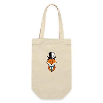 Fuchs mit Zylinder - Geschenkbeutel für Flaschen - Natur - Vorne