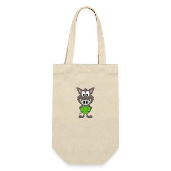 KLEEBLATT - WILDSCHWEIN - GLÜCKSBRINGER - GLÜCK - Geschenkbeutel für Flaschen - Natur - Vorne