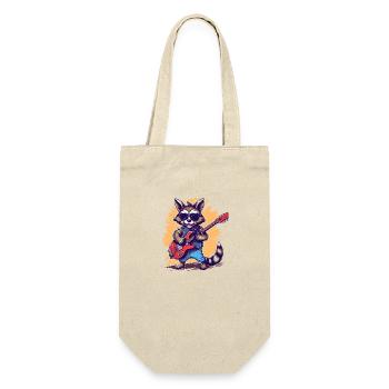 Funny raccoon electric guitarist rock'n'roll - Gift Bag for Bottles - nature - Front