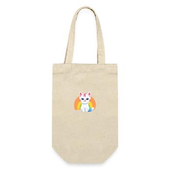 Regenbogen Katze - Geschenkbeutel für Flaschen - Natur - Vorne