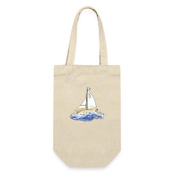Segelboot - Geschenkbeutel für Flaschen - Natur - Vorne