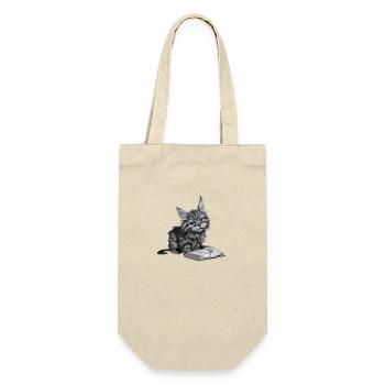 Cat Books Hangover Book Kitten Reading Maine Coon - Gift Bag for Bottles - nature - Front