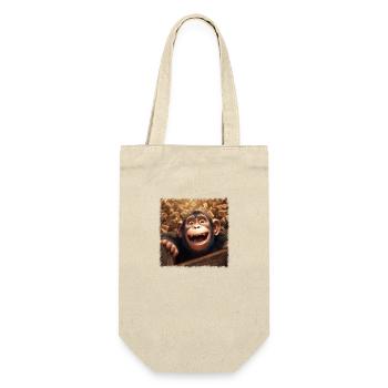 cooler Affe - Geschenkbeutel für Flaschen - Natur - Vorne