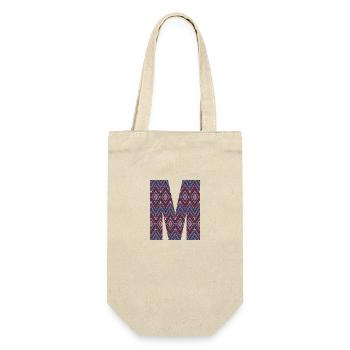 Monogram Letter M- geometric pattern - Gift Bag for Bottles - nature - Front
