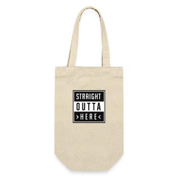 Fun Pun - Straight Outta Here - pos - Geschenkbeutel für Flaschen - Natur - Vorne