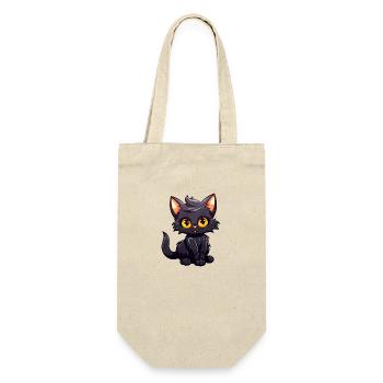 Petit chaton noir personnage de dessin animé - Sac à bouteille - nature - Devant