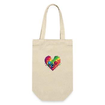 LGBTQIA+ Regenbogenherz - Geschenkbeutel für Flaschen - Natur - Vorne
