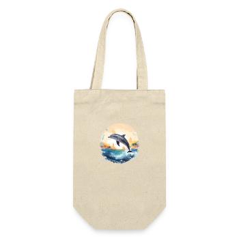 Delphin-Sprung - Geschenkbeutel für Flaschen - Natur - Vorne