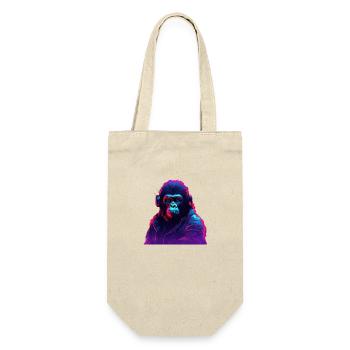 Synthwave-Neon-Beats eines Gorillas - Geschenkbeutel für Flaschen - Natur - Vorne