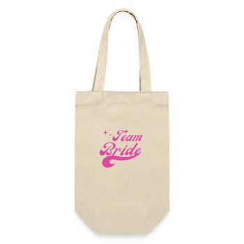 Team Bride pink - Brautgeschenk - Geschenkbeutel für Flaschen - Natur - Vorne