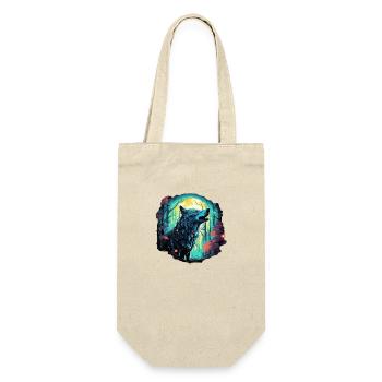 Epischer Wolf bei Vollmond - Geschenkbeutel für Flaschen - Natur - Vorne