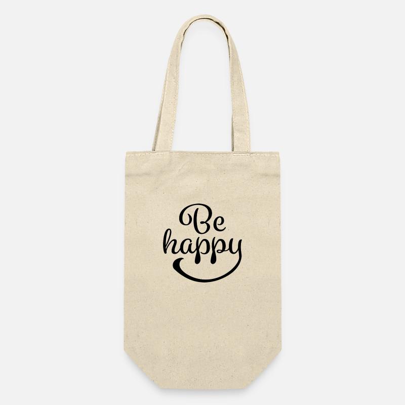 Be Happy - Geschenkbeutel für Flaschen - Natur