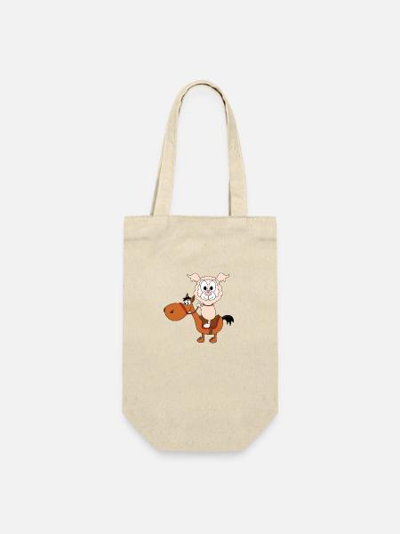 LAMA - PFERD - REITEN - Geschenkbeutel für Flaschen - Natur