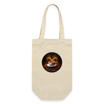Elegantes Design für jeden Kaffeeliebhaber - Geschenkbeutel für Flaschen - Natur - Vorne