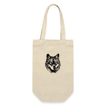 Wolf - Geschenkbeutel für Flaschen - Natur - Vorne