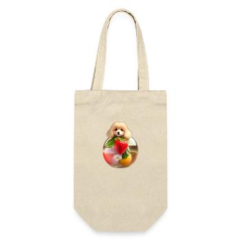 Chien mignon avec une fraise - Sac à bouteille - nature - Devant