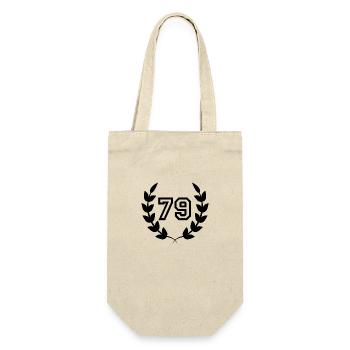 Geschenkidee zum 79. Geburtstag 79 Jahre - Geschenkbeutel für Flaschen - Natur - Vorne