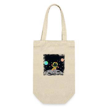 Gelber und roter Grunge-Astronaut - Geschenkbeutel für Flaschen - Natur - Vorne