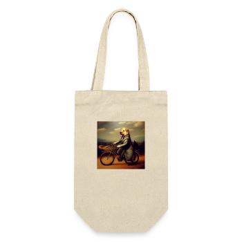 Eleganter Hund fährt Fahrrad - Renaissance Still - Geschenkbeutel für Flaschen - Natur - Vorne