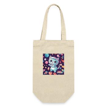 Katze im Weltall Vol.7 - Geschenkbeutel für Flaschen - Natur - Vorne