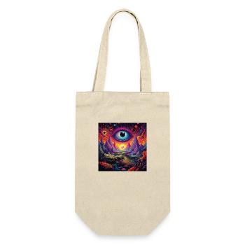 trippy surreales Auge in magischer Landschaft - Geschenkbeutel für Flaschen - Natur - Vorne