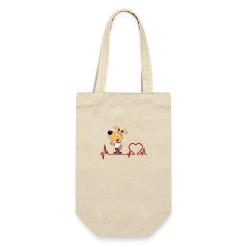 HUND - FUßBALL - Geschenkbeutel für Flaschen - Natur - Vorne