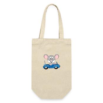 AUTO - MAUS - TIER - KINDER - BABYS - Geschenkbeutel für Flaschen - Natur - Vorne