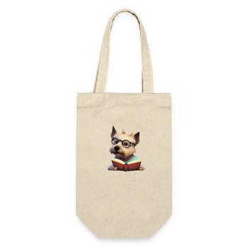 Buch Lesen Hunde Bücher Leser Buchliebhaber Hund - Geschenkbeutel für Flaschen - Natur - Vorne