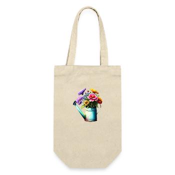 Blume Garten Hobbygärtner Gärtner Geschenk Blumen - Geschenkbeutel für Flaschen - Natur - Vorne
