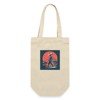 Retro Samurai - Geschenkbeutel für Flaschen - Natur - Vorne