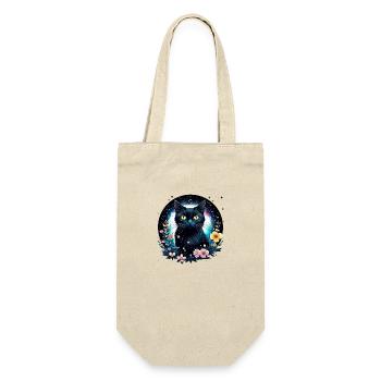 Chat rêvant dans le cosmos avec des fleurs et des étoiles - Sac à bouteille - nature - Devant