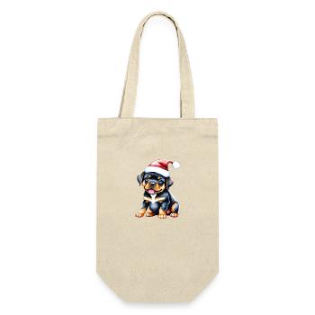 Hundewelpe Rottweiler Hund Weihnachten Hunde - Geschenkbeutel für Flaschen - Natur - Vorne