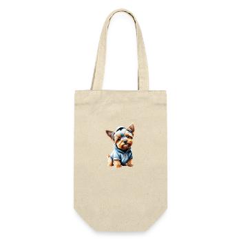 Hundehalter Hund Yorkshire Terrier Hundewelpe - Geschenkbeutel für Flaschen - Natur - Vorne