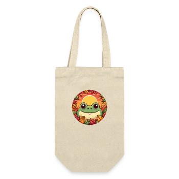frosch blätter laub bunt sonnenuntergang - Geschenkbeutel für Flaschen - Natur - Vorne