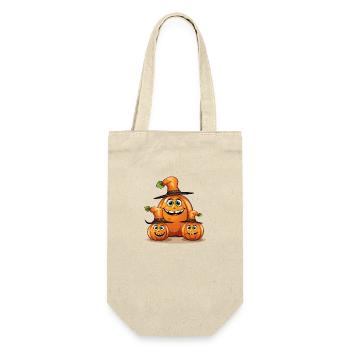 Smiling Halloween Family Pumpkin with Spell Hat - Gift Bag for Bottles - nature - Front