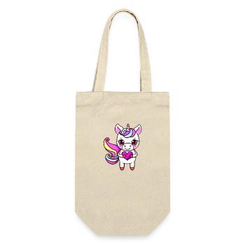 Einhorn Fabeltier Mädchen Einhörner Unicorn - Geschenkbeutel für Flaschen - Natur - Vorne