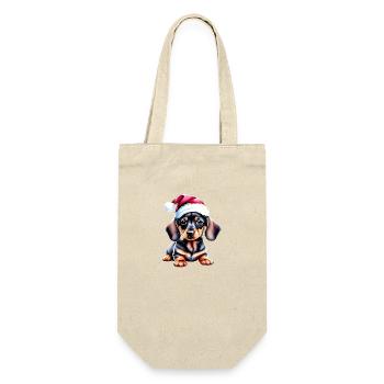 Dachshund X-Mas Dog Christmas Dachshund Puppy - Gift Bag for Bottles - nature - Front