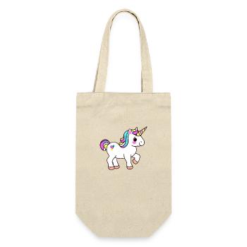 Einhorn Mädchen Unicorn Fabeltier Einhörner - Geschenkbeutel für Flaschen - Natur - Vorne