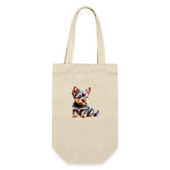 Hundehalter Yorkshire Terrier Hundewelpe Hund - Geschenkbeutel für Flaschen - Natur - Vorne