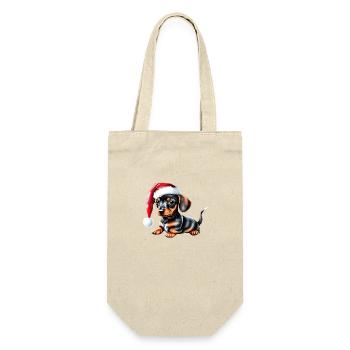 Teckel Noël chiens Noël teckel chiot - Sac à bouteille - nature - Devant