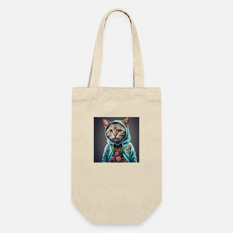chat avec capuche et fleurs - Sac à bouteille - nature