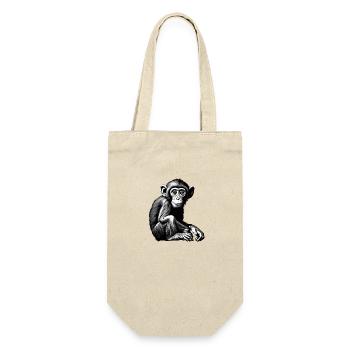 Affe / Tier / Zoo / Schimpanse / Wild / Comic - Geschenkbeutel für Flaschen - Natur - Vorne