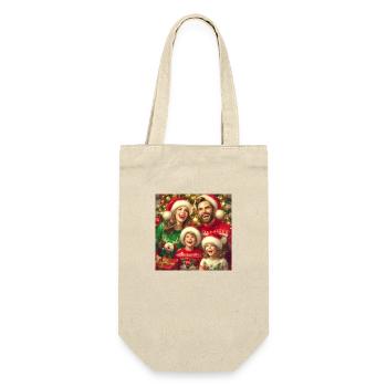 Heiligabend Weihnachtswaffel Geschenke Weihnachtsbaum - Geschenkbeutel für Flaschen - Natur - Vorne