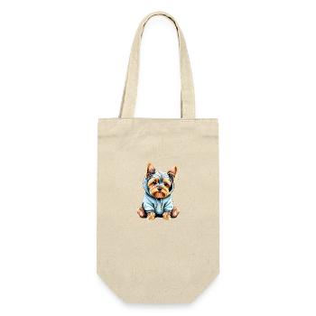 Yorkshire Terrier Hundewelpe Hund Hundehalter - Geschenkbeutel für Flaschen - Natur - Vorne