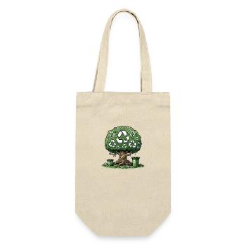 Grüner Baum der Nachhaltigkeit ♻️🌳 - Geschenkbeutel für Flaschen - Natur - Vorne