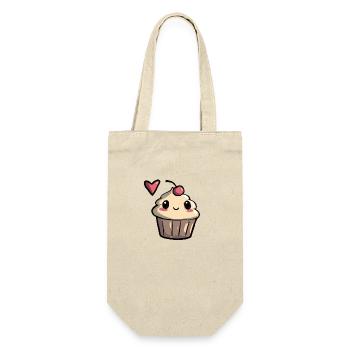 Cupcake voller Liebe - Geschenkbeutel für Flaschen - Natur - Vorne