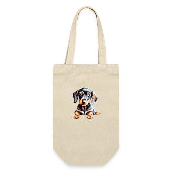 Dachshund Hund Dackelwelpe Hundehalter Hunde - Geschenkbeutel für Flaschen - Natur - Vorne
