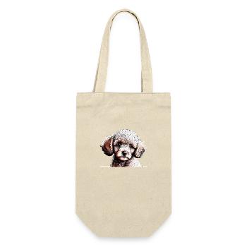 Pudel Hundeliebe Pudelwelpe Hundewelpe Hundehalter - Geschenkbeutel für Flaschen - Natur - Vorne